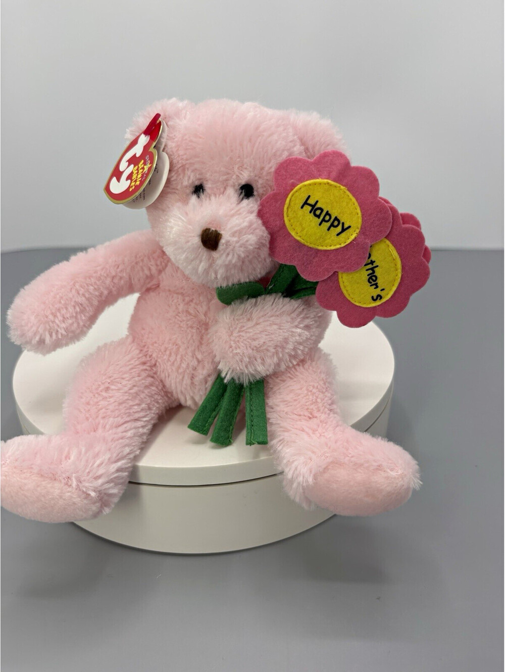 Ty Beanie Babies Happy 8in Pink Bear Plush w/ Tags, Mother's Day